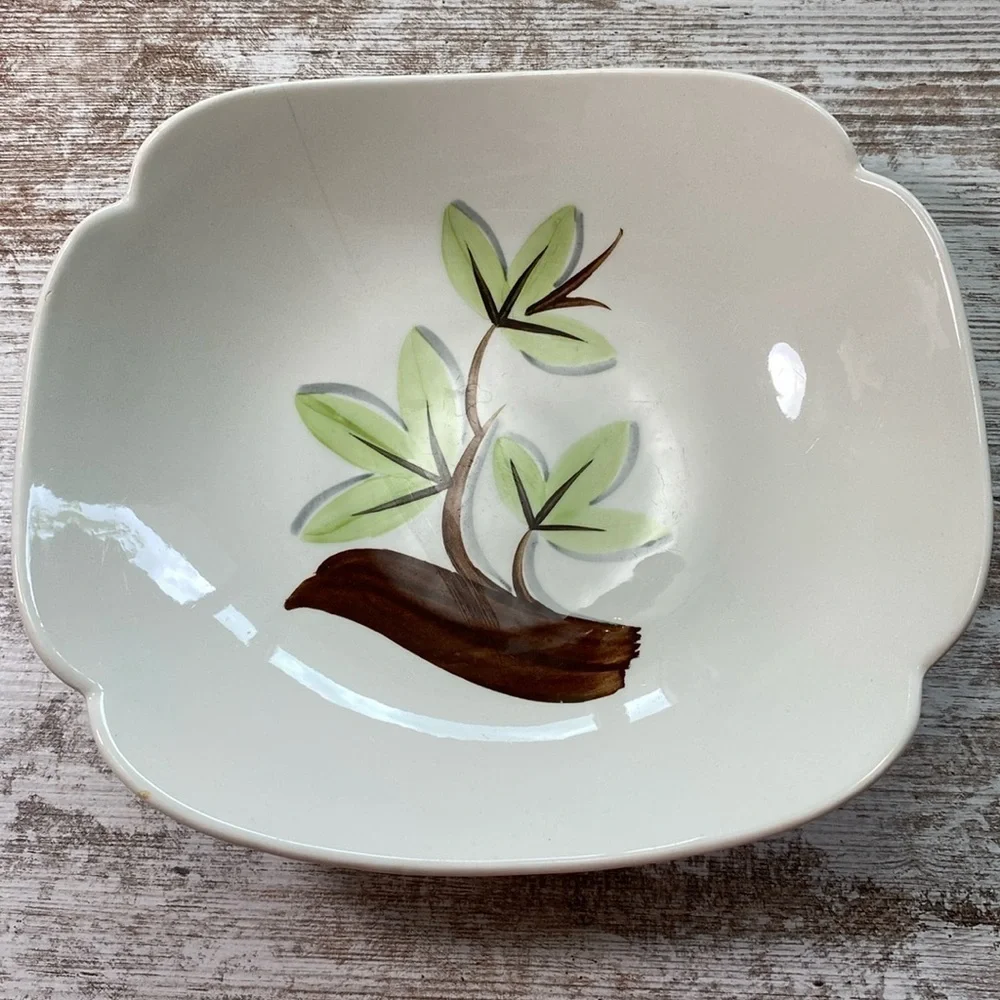 Vintage Continental Kilns Woodleaf Hand Painted Serving Bowl